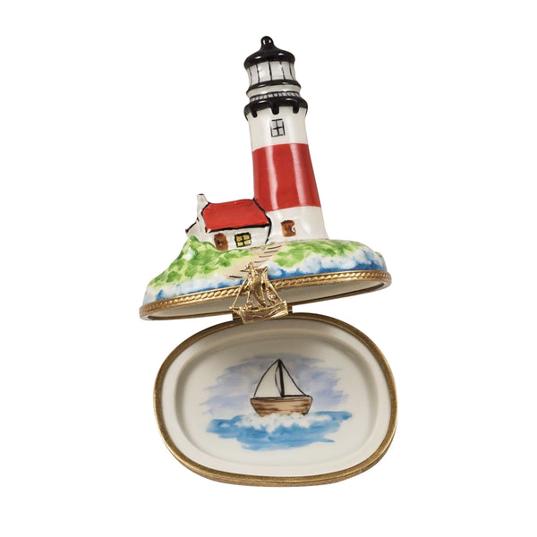 Load image into Gallery viewer, Rochard "Lighthouse with Boat" Limoges Box