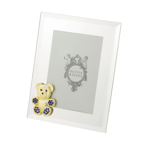 Load image into Gallery viewer, Olivia Riegel Gold Teddy Bear with Sapphire Crystals 5" x 7" Frame