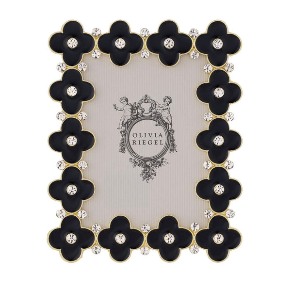 Load image into Gallery viewer, Olivia Riegel Black Enamel Clover 2.5" x 3.5" Frame, Gold