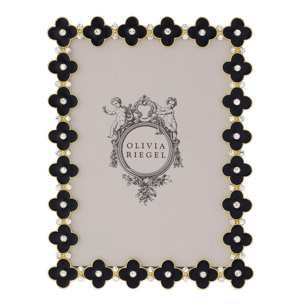 Load image into Gallery viewer, Olivia Riegel Black Enamel Clover 2.5" x 3.5" Frame, Gold