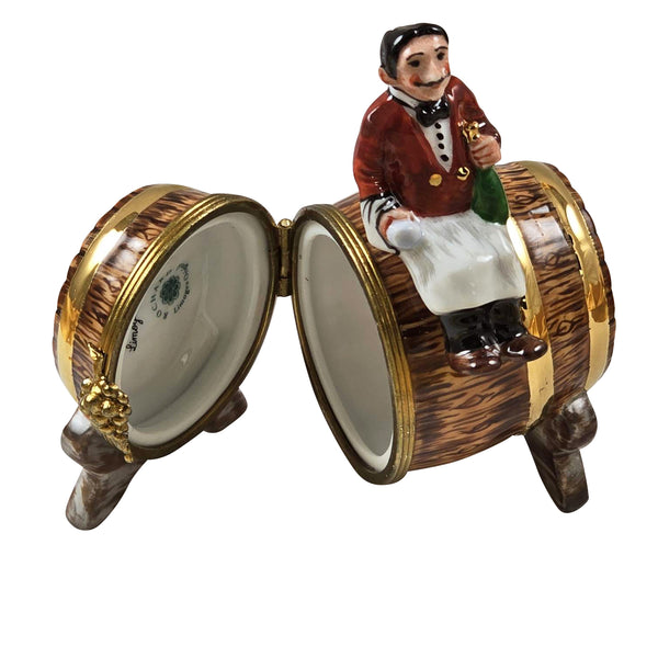 Load image into Gallery viewer, Rochard "Sommelier on Wine Barrel" Limoges Box