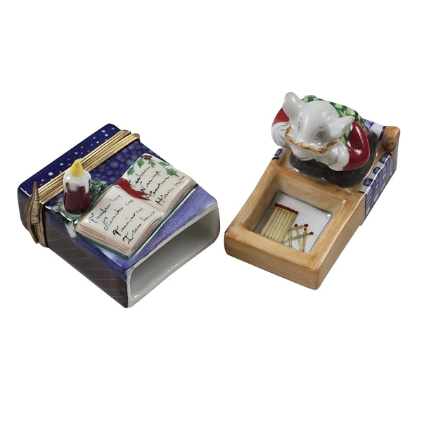 Load image into Gallery viewer, Rochard "Christmas Mouse in Matchbox" Limoges Box
