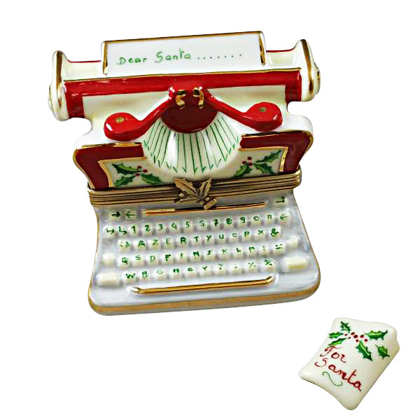 Load image into Gallery viewer, Rochard "Christmas Typewriter with Letter" Limoges Box