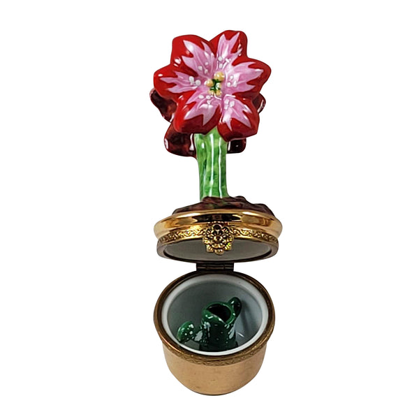 Load image into Gallery viewer, Rochard "Red and Pink Amaryllis with Watering Can" Limoges Box