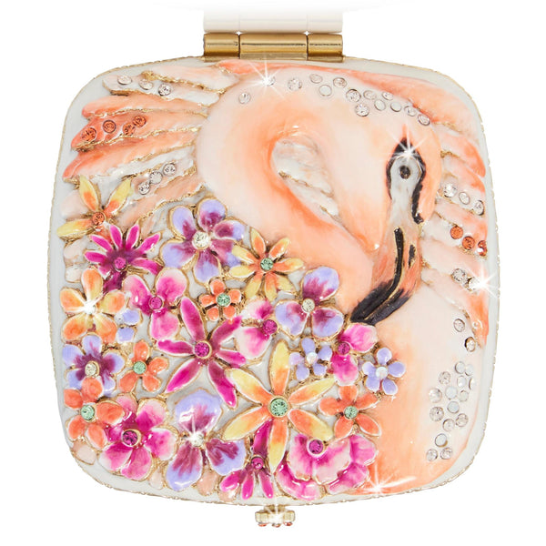 Load image into Gallery viewer, Jay Strongwater Lily Floral Flamingo Compact