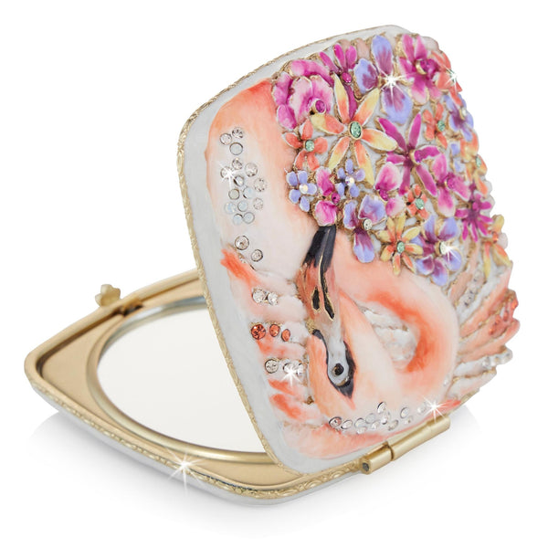Load image into Gallery viewer, Jay Strongwater Lily Floral Flamingo Compact