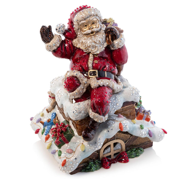 Load image into Gallery viewer, Jay Strongwater Rooftop Santa Music Figure - Jingle Bells