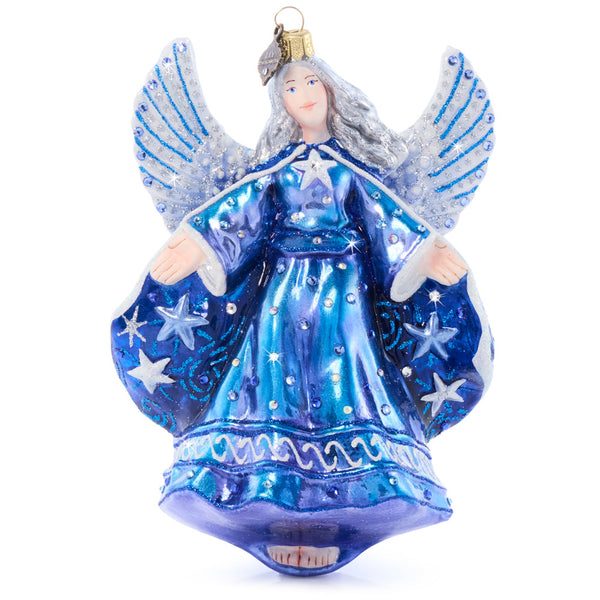 Load image into Gallery viewer, Jay Strongwater Night Angel Glass Ornament