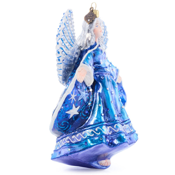 Load image into Gallery viewer, Jay Strongwater Night Angel Glass Ornament