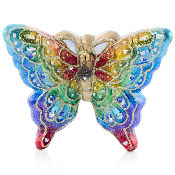 Load image into Gallery viewer, Jay Strongwater Rainbow Butterfly Glass Ornament