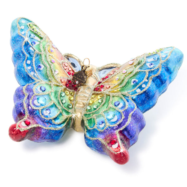 Load image into Gallery viewer, Jay Strongwater Rainbow Butterfly Glass Ornament