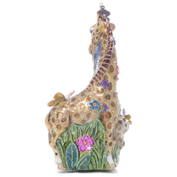 Load image into Gallery viewer, Jay Strongwater Mom and Baby Giraffe Glass Ornament