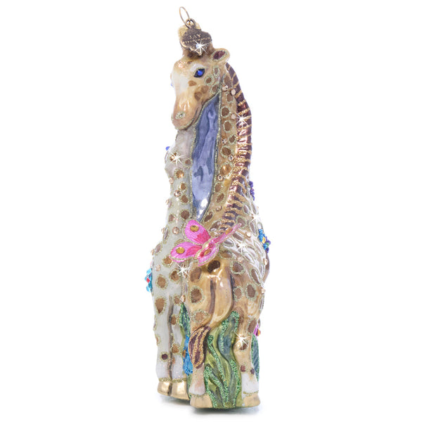 Load image into Gallery viewer, Jay Strongwater Mom and Baby Giraffe Glass Ornament
