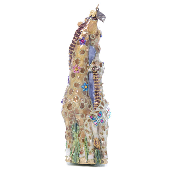 Load image into Gallery viewer, Jay Strongwater Mom and Baby Giraffe Glass Ornament