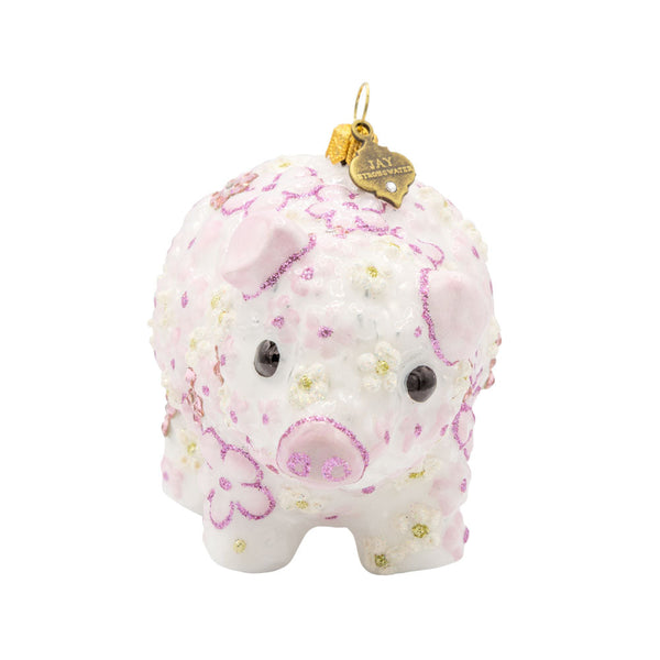 Load image into Gallery viewer, Jay Strongwater Pink Floral Piggy Ornament