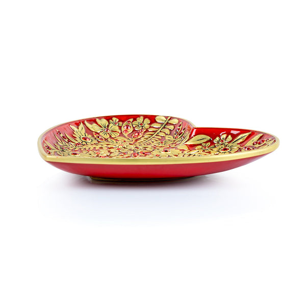 Load image into Gallery viewer, Jay Strongwater Aria Floral Heart Trinket Tray - Ruby