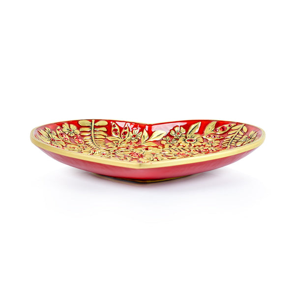 Load image into Gallery viewer, Jay Strongwater Aria Floral Heart Trinket Tray - Ruby