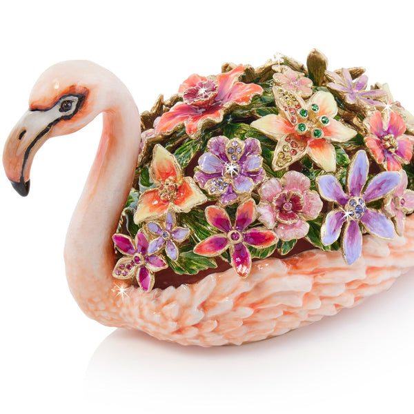 Load image into Gallery viewer, Jay Strongwater Clover Floral Flamingo Box