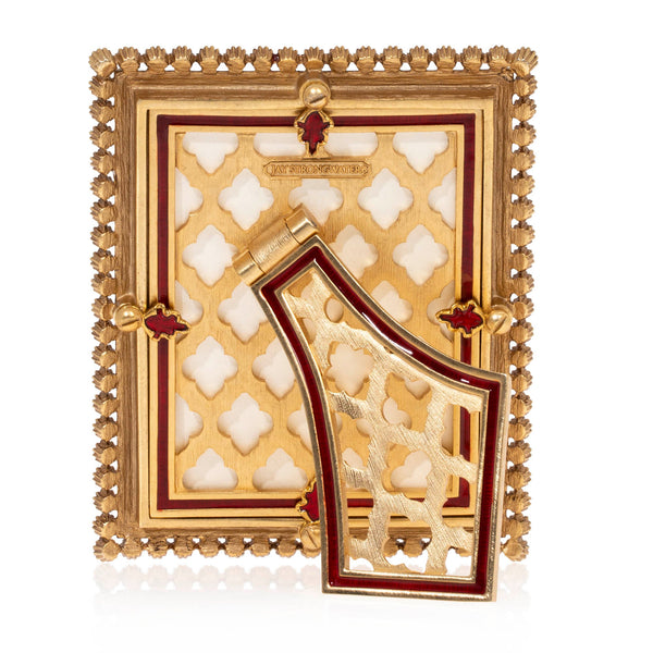 Load image into Gallery viewer, Jay Strongwater Emilia Stone Edge 3" x 4" Picture Frame - Ruby