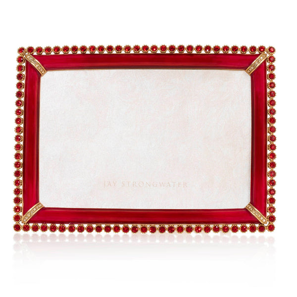 Load image into Gallery viewer, Jay Strongwater Lorraine Stone Edge 4" x 6" Picture Frame - Ruby
