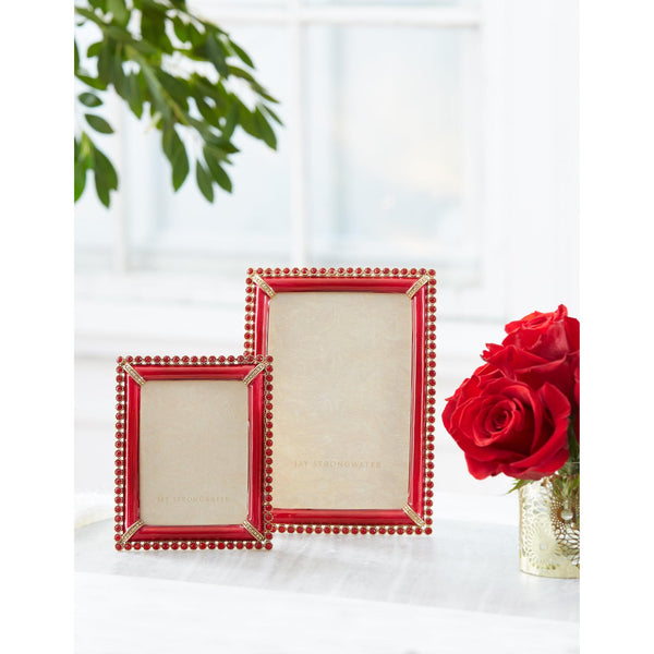 Load image into Gallery viewer, Jay Strongwater Lorraine Stone Edge 4" x 6" Picture Frame - Ruby