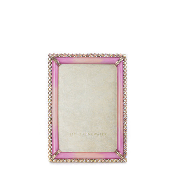 Load image into Gallery viewer, Jay Strongwater Lorraine Stone Edge 4" x 6" Picture Frame - Rose