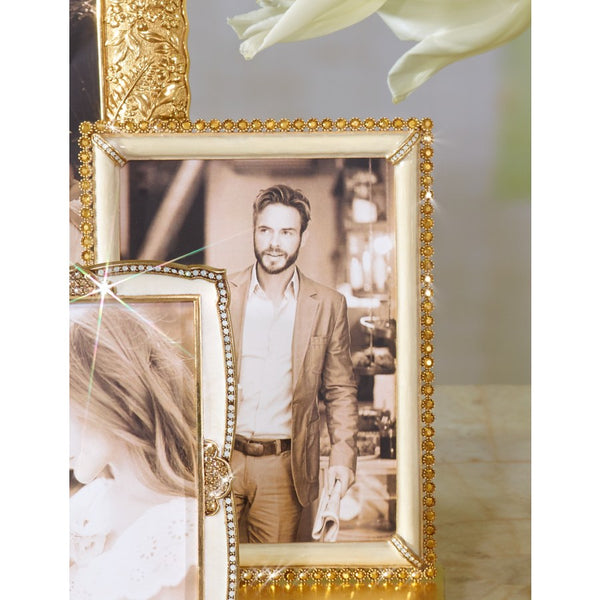 Load image into Gallery viewer, Jay Strongwater Lorraine Stone Edge 4" x 6" Picture Frame - Gold