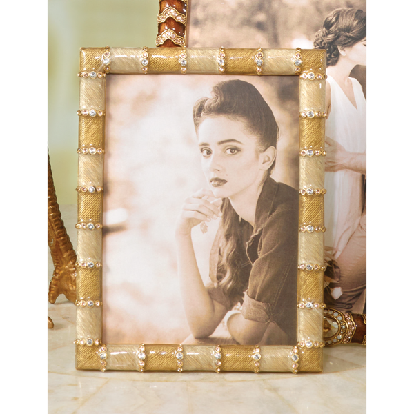 Load image into Gallery viewer, Jay Strongwater Pierce Striped 5 x 7 Frame - Golden