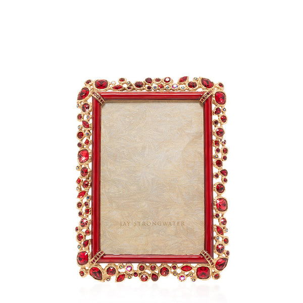 Load image into Gallery viewer, Jay Strongwater Emery Bejeweled 4" x 6" Picture Frame - Ruby