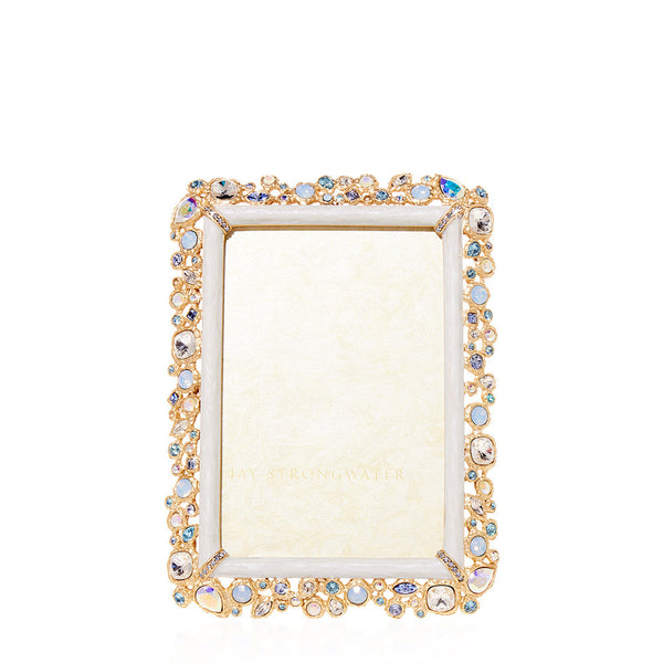 Load image into Gallery viewer, Jay Strongwater Emery Bejeweled 4" x 6" Picture Frame - Baby Blue
