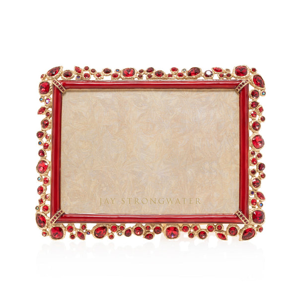 Load image into Gallery viewer, Jay Strongwater Leslie Bejeweled 5" x 7" Picture Frame - Ruby