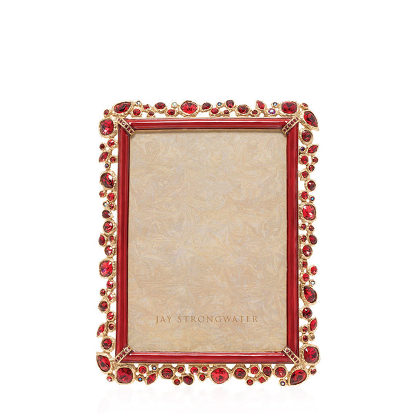 Load image into Gallery viewer, Jay Strongwater Emery Bejeweled 4" x 6" Picture Frame - Ruby