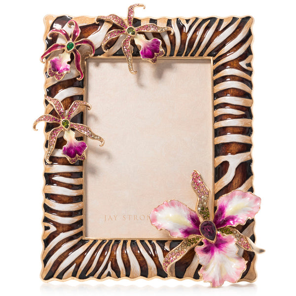 Load image into Gallery viewer, Jay Strongwater Lana Zebra Orchid 5 x 7 Frame - Safari