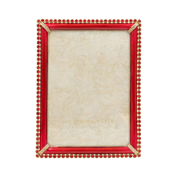 Load image into Gallery viewer, Jay Strongwater Lucas Stone Edge 5" x 7" Picture Frame - Ruby
