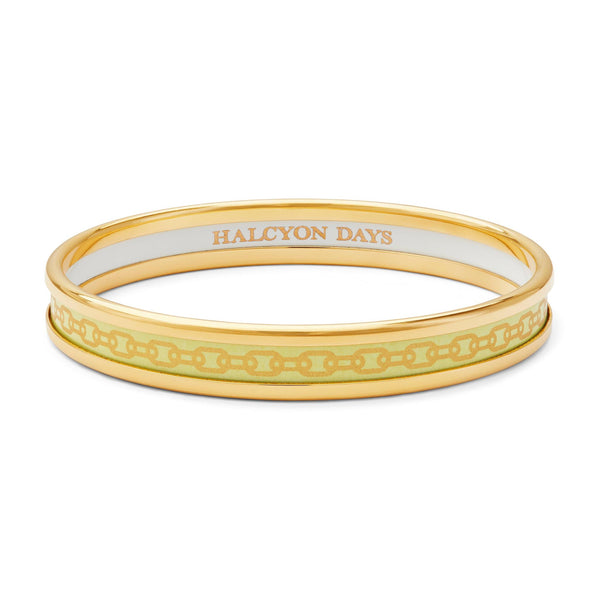 Load image into Gallery viewer, Halcyon Days Skinny Chain Buttercup & Gold Enamel Bangle