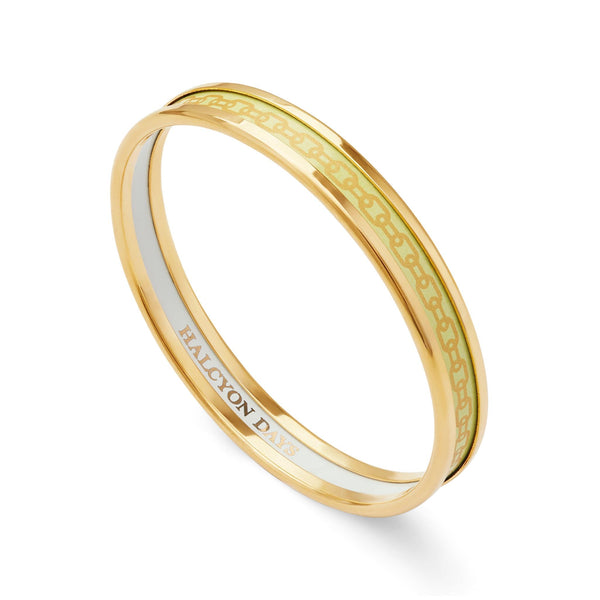 Load image into Gallery viewer, Halcyon Days Skinny Chain Buttercup & Gold Enamel Bangle