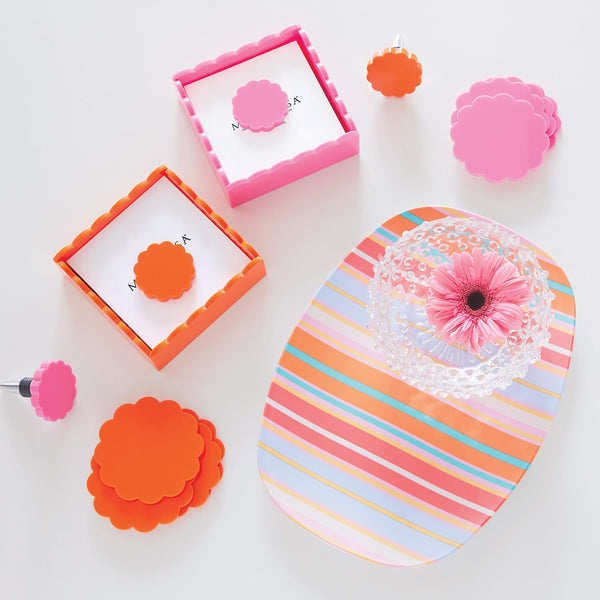 Load image into Gallery viewer, Mariposa Orange Scallop Napkin Box with Insert