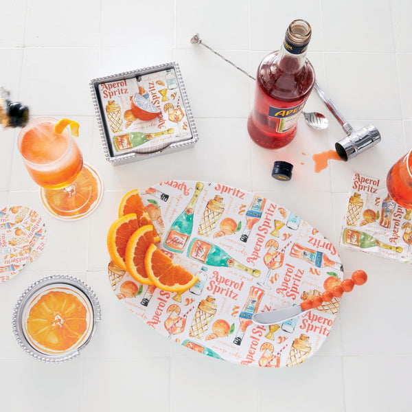 Load image into Gallery viewer, Mariposa Orange Slice (1777) Beaded Napkin Box Set