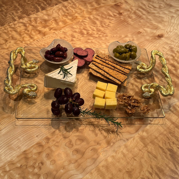 Load image into Gallery viewer, Olivia Riegel Gold Serpentina Glass Tray