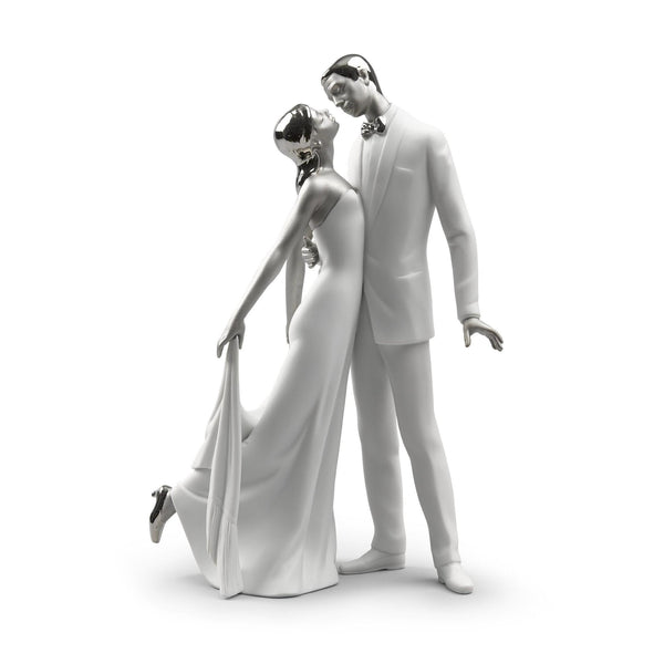 Load image into Gallery viewer, Lladro Happy Anniversary Couple Figurine - Silver Lustre