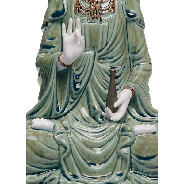 Load image into Gallery viewer, Lladro Kwan Yin Figurine - Green