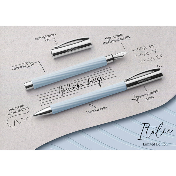 Load image into Gallery viewer, Faber-Castell Ambition Ballpoint Pen, Italic Ice Blue