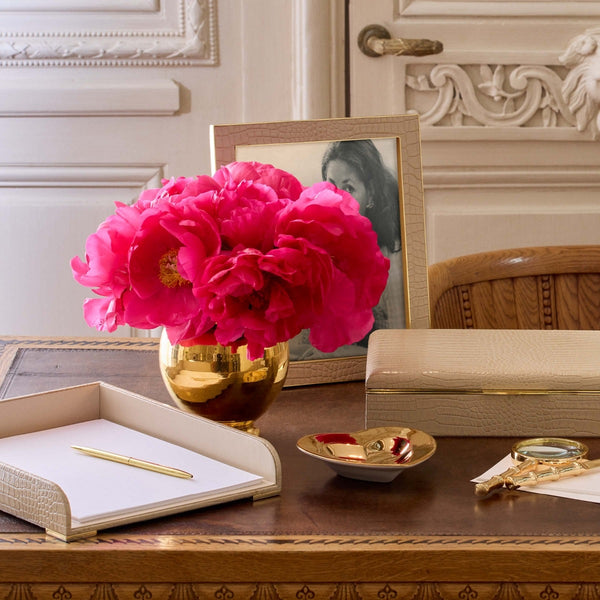 Load image into Gallery viewer, AERIN Classic Croc Leather Paper Tray, Fawn