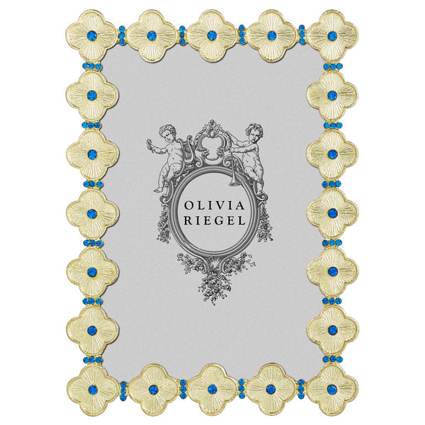 Load image into Gallery viewer, Olivia Riegel Gold Clover 4" x 6" Frame with Capri Blue Stones