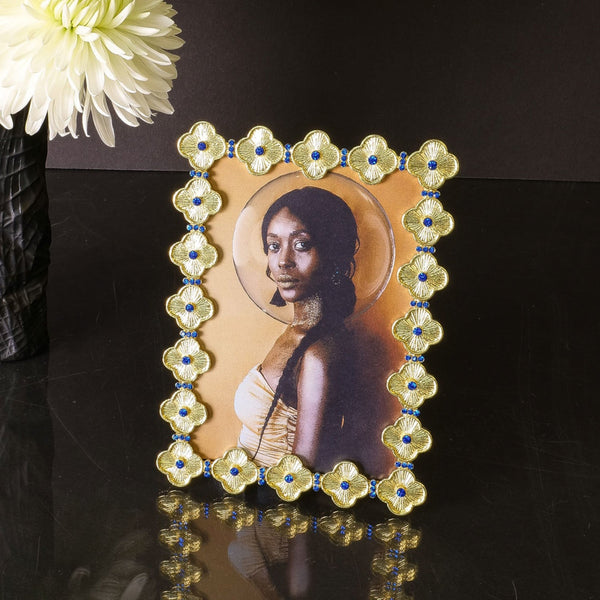 Load image into Gallery viewer, Olivia Riegel Gold Clover 5" x 7" Frame with Capri Blue Stones