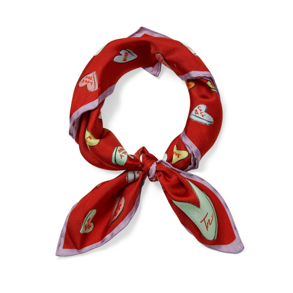 Load image into Gallery viewer, Halcyon Days Love Hearts Red Silk Mini Scarf