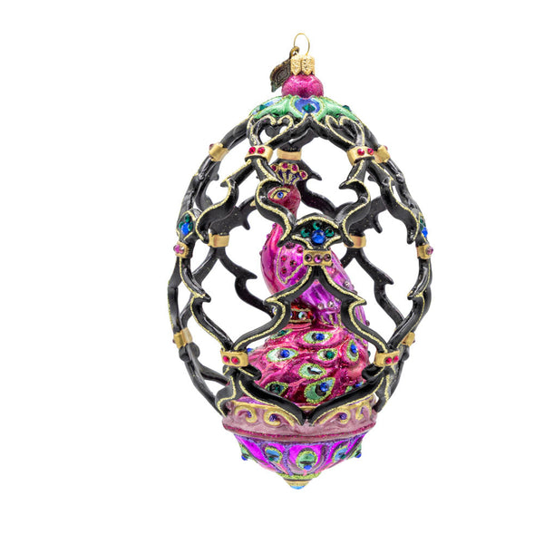 Load image into Gallery viewer, Jay Strongwater Pink Peacock Egg Ornament
