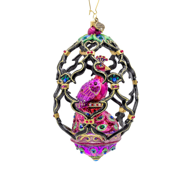 Load image into Gallery viewer, Jay Strongwater Pink Peacock Egg Ornament