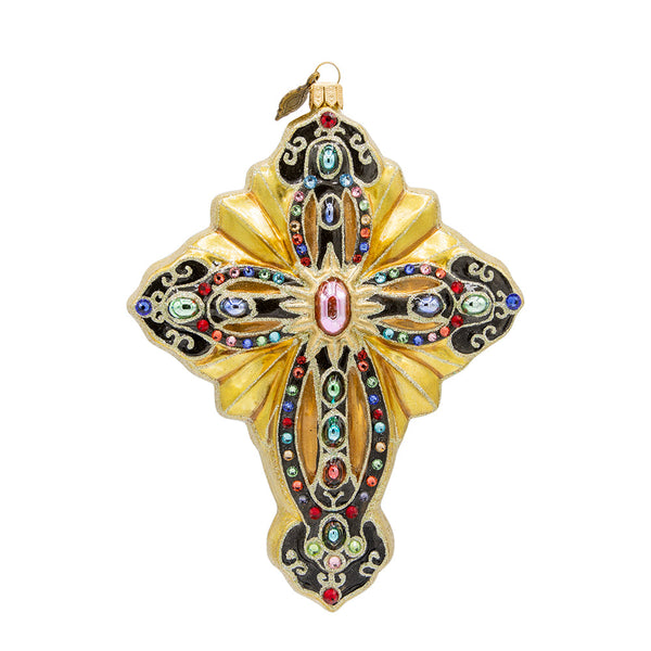 Load image into Gallery viewer, Jay Strongwater 2024 Cross Glass Ornament