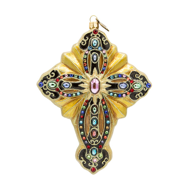 Load image into Gallery viewer, Jay Strongwater 2024 Cross Glass Ornament